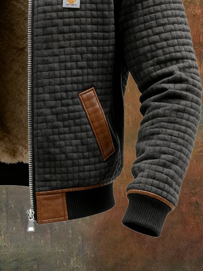 Maison-Lorie™ | BLOUSON TEXTURÉ À COL HAUT STRUCTURÉ