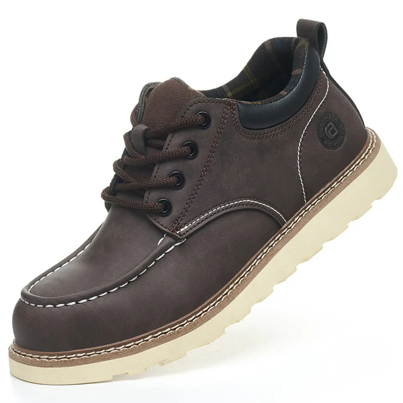 Stahlkappen-Sneaker für Herren, Arbeitsschuhe aus Mikrofaser-Leder, wasserdichte Sicherheitsschuhe, rutschfeste Arbeitsstiefel für den industriellen Bau