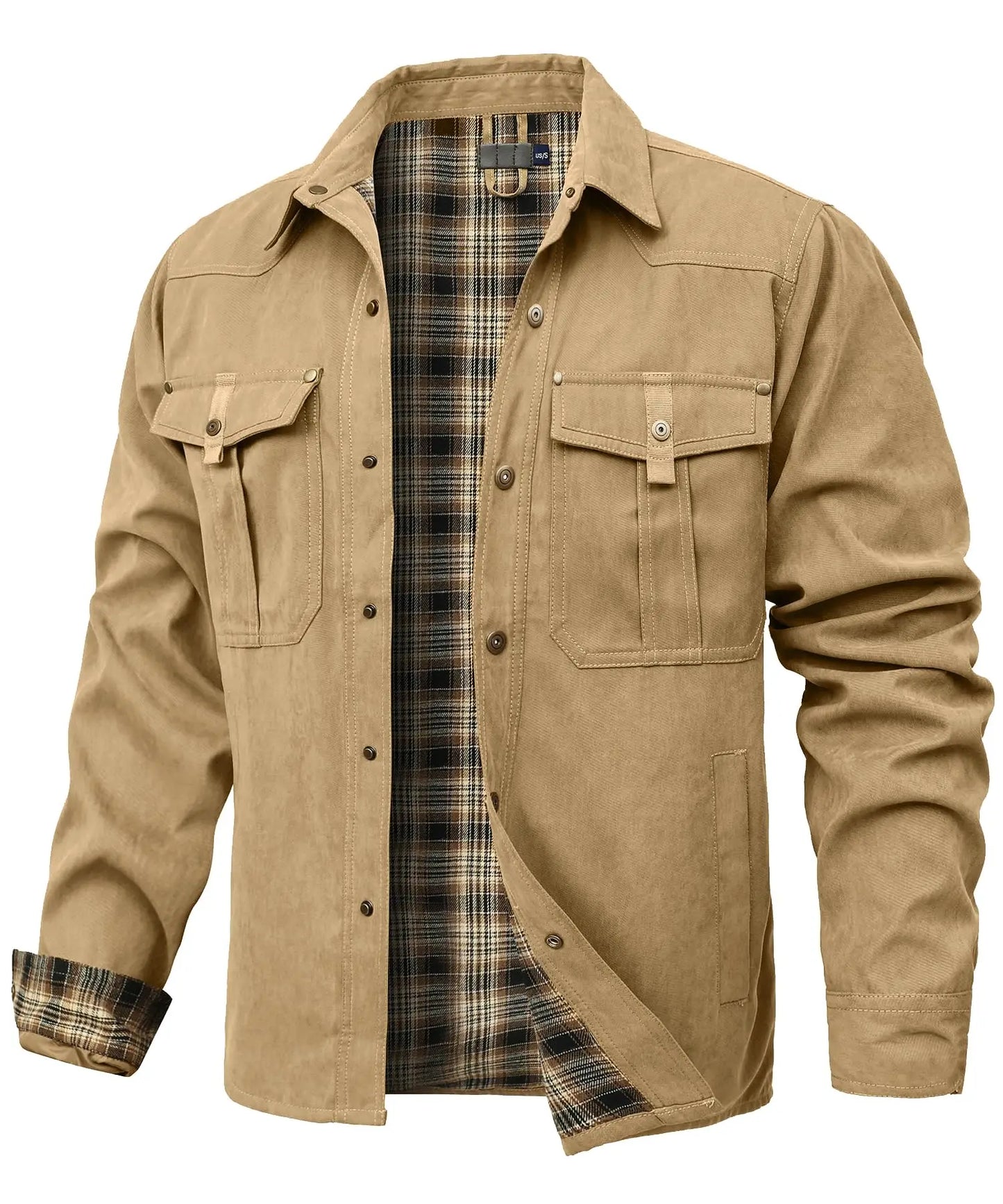 Vestes pour hommes printemps flanelle doublé chemise manteau Shacket décontracté bouton pression surchemise Western Cowboy Style haute qualité haut taille américaine
