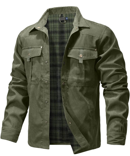 Vestes pour hommes printemps flanelle doublé chemise manteau Shacket décontracté bouton pression surchemise Western Cowboy Style haute qualité haut taille américaine