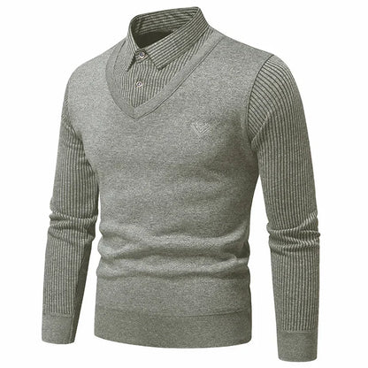Polo deux pièces à manches longues pour hommes, nouvelle Collection automne et hiver avec faux polaire, haut polyvalent à la mode et décontracté