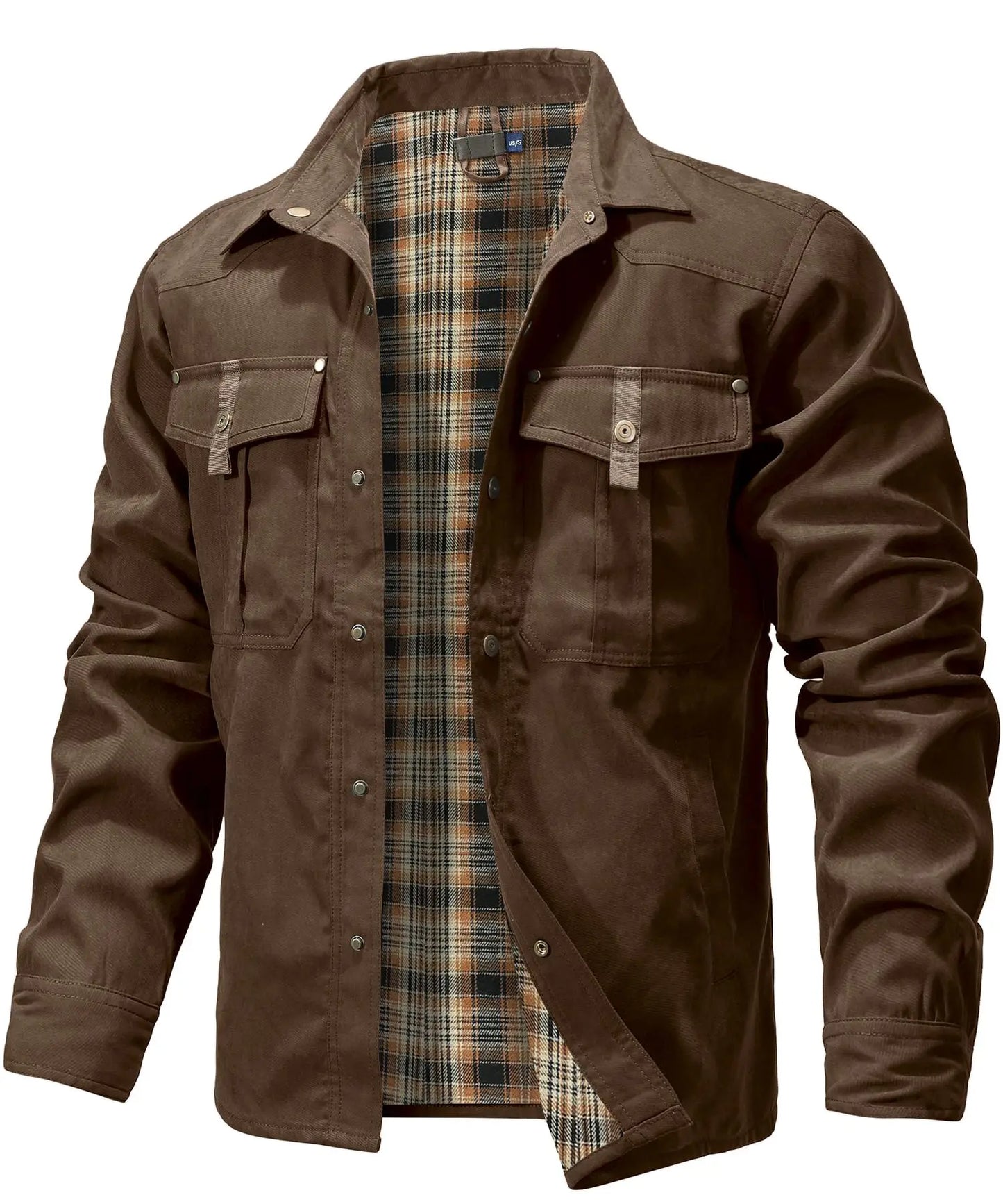 Vestes pour hommes printemps flanelle doublé chemise manteau Shacket décontracté bouton pression surchemise Western Cowboy Style haute qualité haut taille américaine
