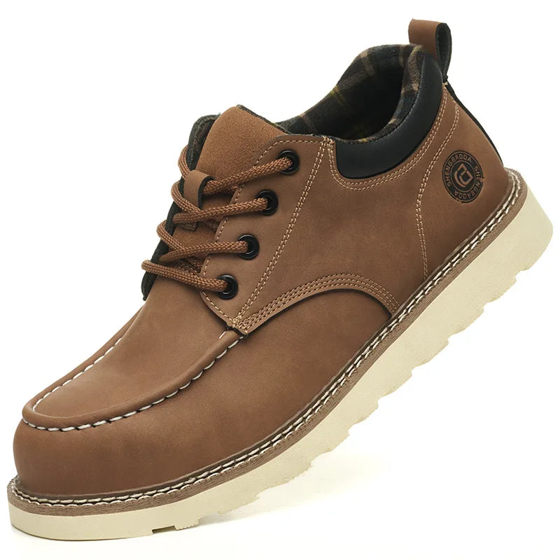 Stahlkappen-Sneaker für Herren, Arbeitsschuhe aus Mikrofaser-Leder, wasserdichte Sicherheitsschuhe, rutschfeste Arbeitsstiefel für den industriellen Bau