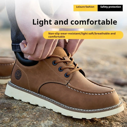 Stahlkappen-Sneaker für Herren, Arbeitsschuhe aus Mikrofaser-Leder, wasserdichte Sicherheitsschuhe, rutschfeste Arbeitsstiefel für den industriellen Bau