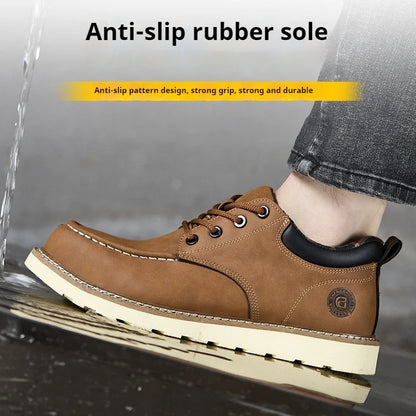 Stahlkappen-Sneaker für Herren, Arbeitsschuhe aus Mikrofaser-Leder, wasserdichte Sicherheitsschuhe, rutschfeste Arbeitsstiefel für den industriellen Bau