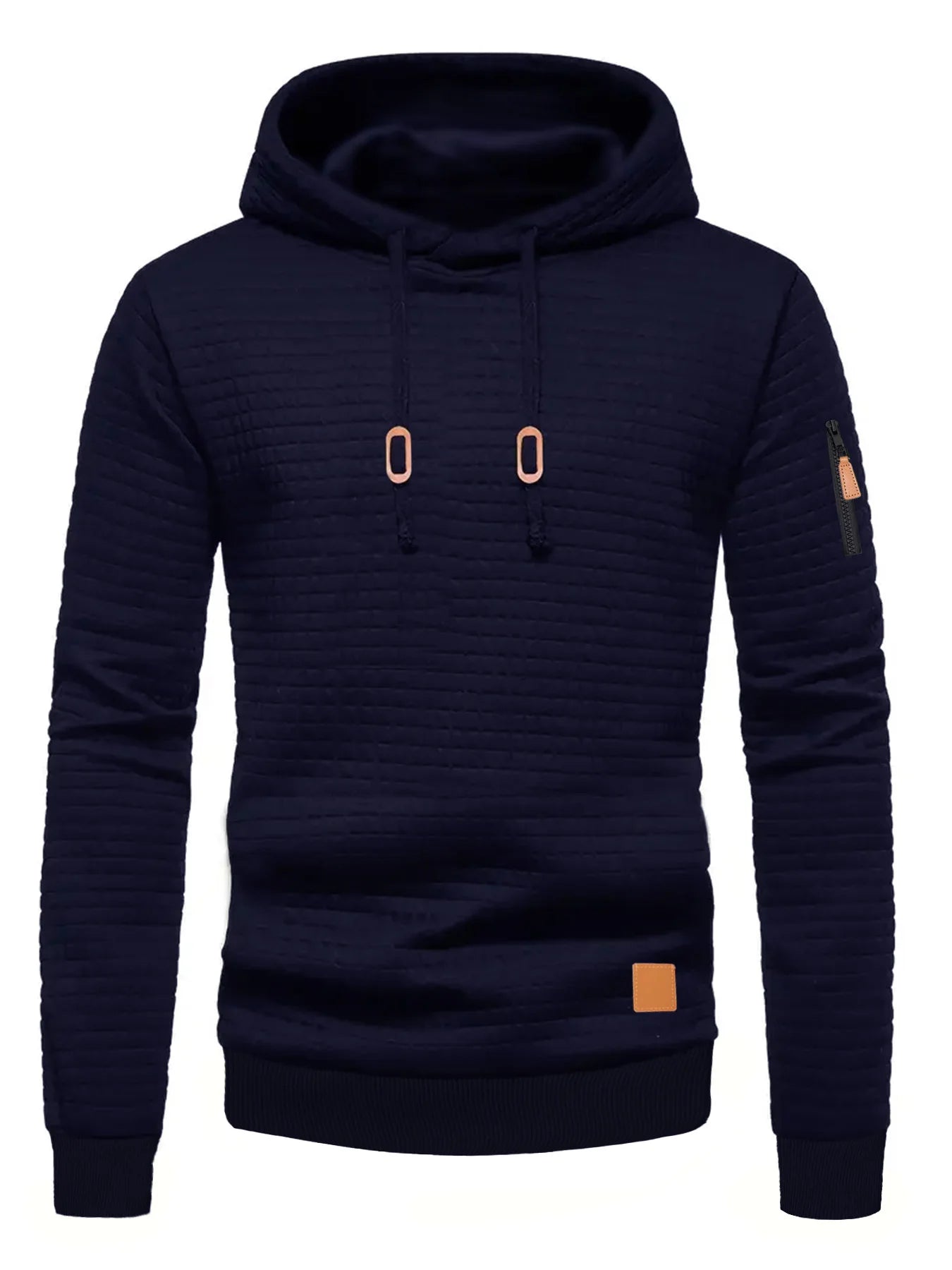 Sweat à capuche motif gaufré pour hommes automne/hiver pull solide décontracté sweat-shirt chaud ample Sports de plein air hauts à capuche vêtements pour hommes