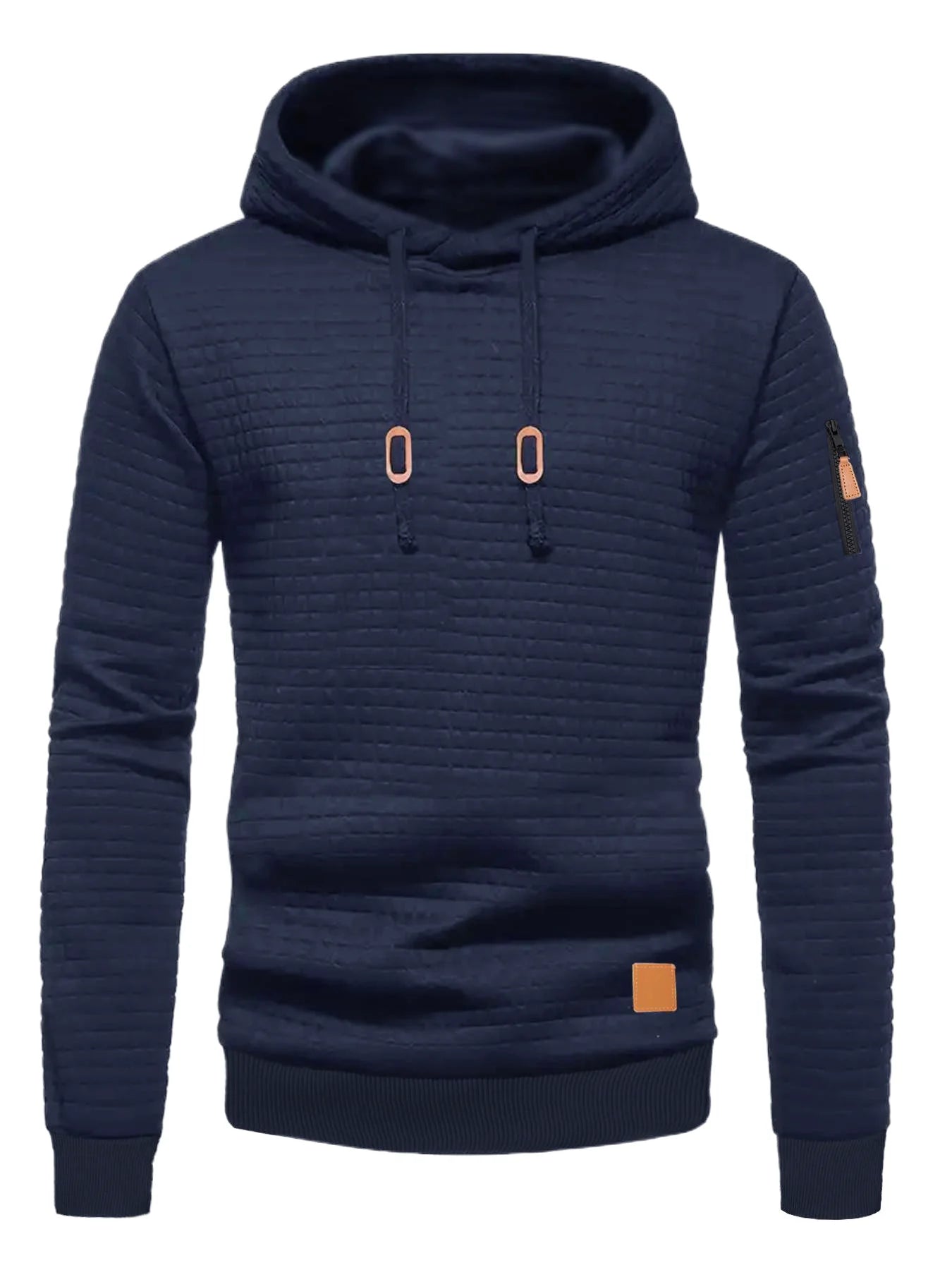 Sweat à capuche motif gaufré pour hommes automne/hiver pull solide décontracté sweat-shirt chaud ample Sports de plein air hauts à capuche vêtements pour hommes
